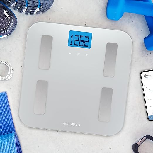 Digital Body Fat Scale with Large Backlit LCD and Smartphone Tracking (Silver)