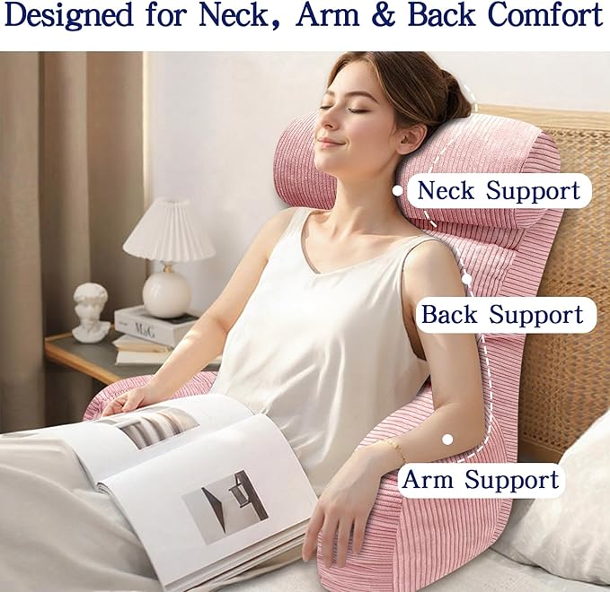 Back Pillow for Bed Sitting Up, Reading Pillow, Extra Large Arm Pillows for Adults for Back Support,Bed Pillow for Sitting up for Watching TV/Gaming/Relaxing