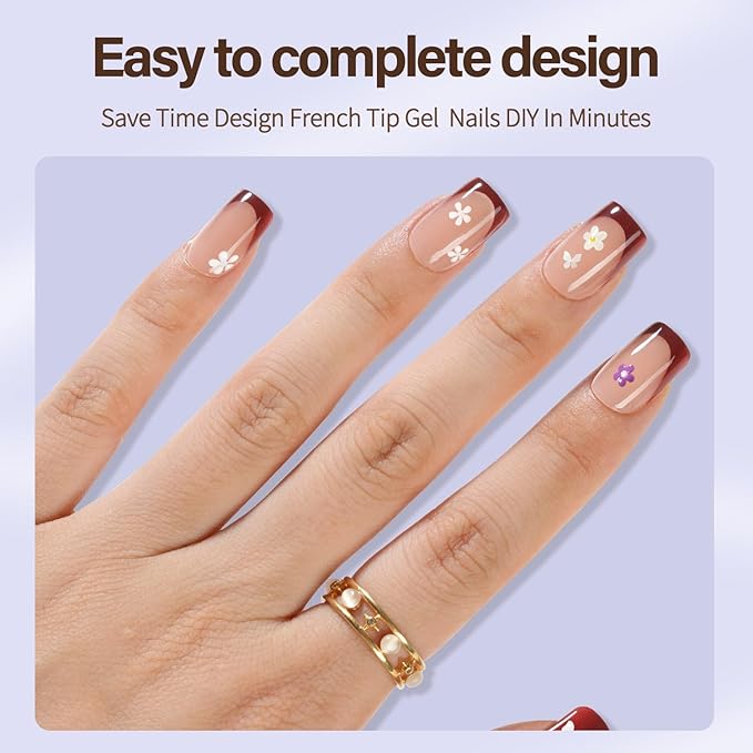 Misssix XBASICTIPS French Tip Press On Nails, 150Pcs French Gel Nail Tips Short Square, Soft Gel Pre-shaped No Need to File 3 in 1 Tips, Fake Nails for Nail Art DIY Extension Designs 15 Sizes