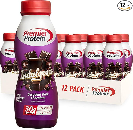 Premier Protein Indulgence Protein Shake, 30g Protein, 3g Sugar, Decadent Dark Chocolate, 11.5 fl oz, Pack of 12