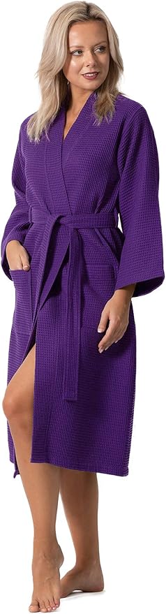 Waffle Knit Lightweight Kimono Spa & Bath Robes for Women - Quick Dry - Soft