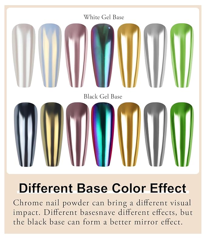 Chrome Nail Powder Set - Metallic Mirror Effect Holographic White Pearl Chrome Nail Powder for Gel Nails DIY Manicure Nail Art Decoration Gift for Women