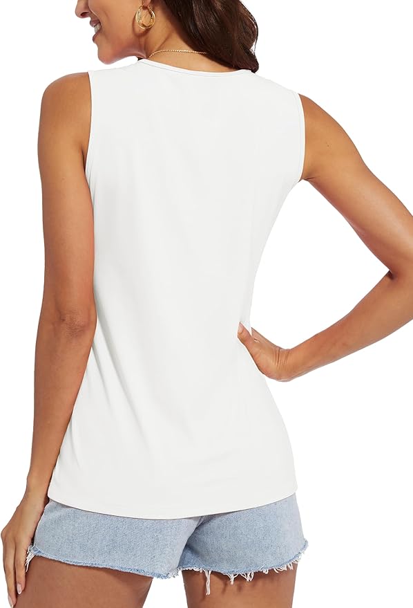 MAGCOMSEN Women's Workout Tank Top Athletic Muscle Sleeveless Crew Neck Shirt UPF 80+ Moisture Wicking Gym Running