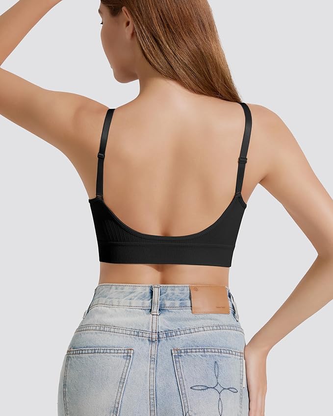 Padded Bralette Sports Bras for Women Pack No Underwire Adjustable Straps Low Back Bra Sleep Bras Lounge Bras for Women