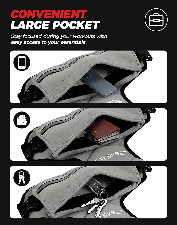 BAGAIL Adjustable Weighted Vest, 4-10lb/12-18lb/20-32lb Rucking Vest for Women & Men with 6 Weights & Large Pocket, Weight Vest for Home Workouts, Running, Walking and Strength Training