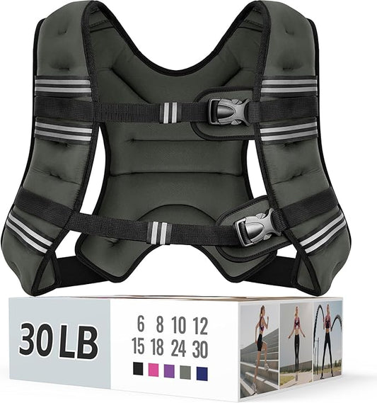 Weighted Vest for Women & Men with Reflective Stripe and Adjustable Buckle, Comfortable & Durable Rucking Vest for Walking, Running & Strength Training