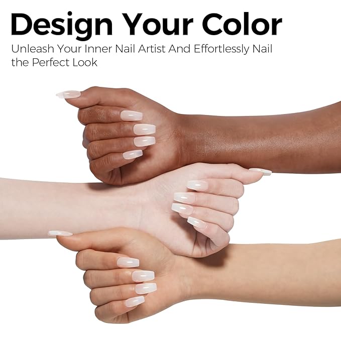 TOMICCA Milky White Gel Nail Polish, Nude Translucent Jelly Natural Color Soak Off UV for French Manicure