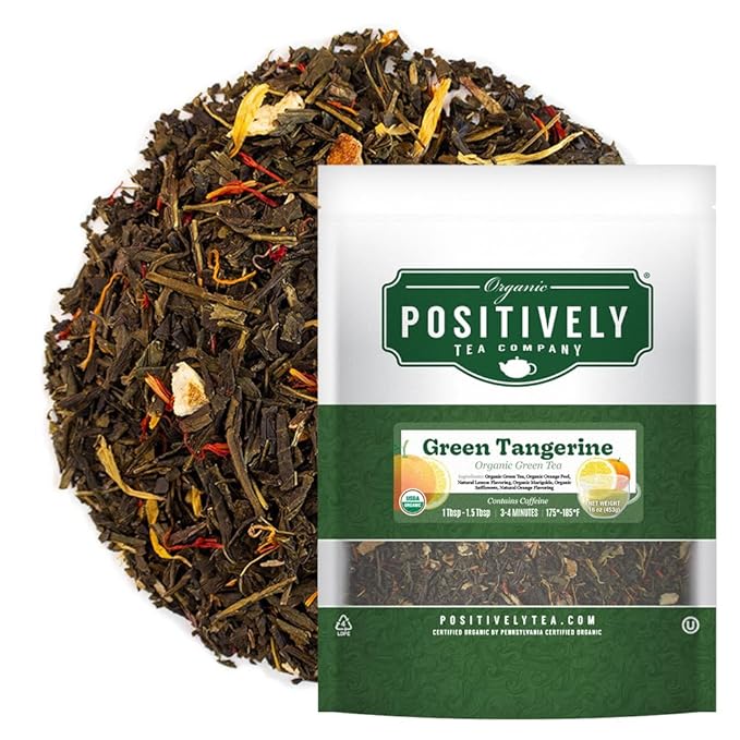 Organic Positively Tea Company, Green Tangerine, Green Tea, Loose Leaf, 16 Ounce
