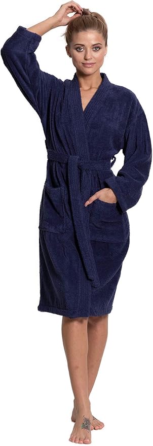 Turkuoise Soft & Absorbent Towel Robe, 100% Cotton Turkish Terry Cloth Kimono Bathrobes for Women