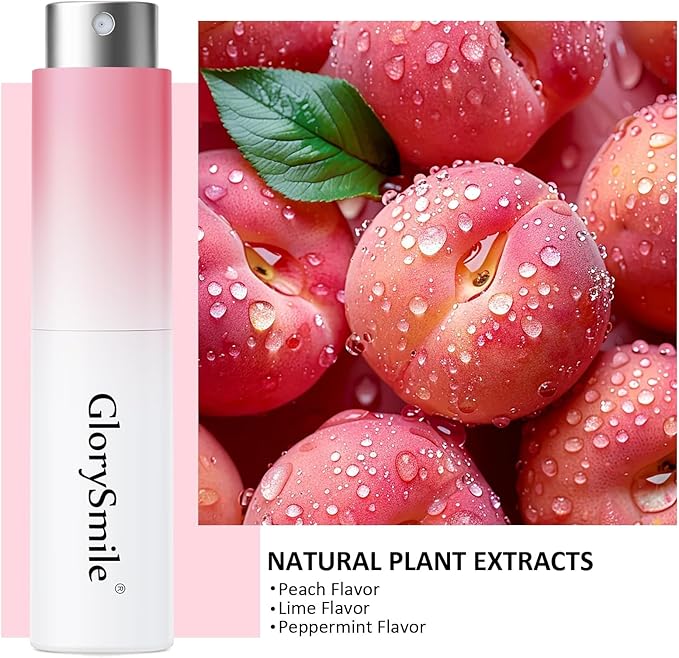 GlorySmile Oral Breath Spray 3 Bottles Fresh Mouth Spray for Bad Breath, Sugar-Free Fresheners for Adults, 3 flavors: Peach, Lime, and Peppermint