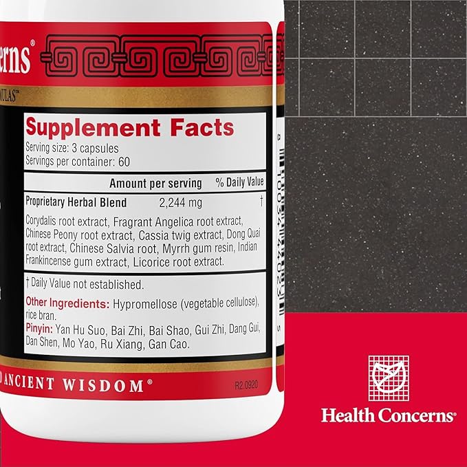 Health Concerns Channel Flow – Muscle Relaxation & Pain Support Supplement for Men & Women – Corydalis Root Extract – Chinese Herbal Formula for Headaches, Joint & Menstrual Discomfort – 180 Capsules