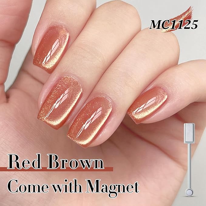 Double Rhythm 6 Colors Cat Eye Gel Polish Set Shimmer Glitter with Magnet Holographic Reflective Magnetic UV Nail Art Kit (6-Kit 42)