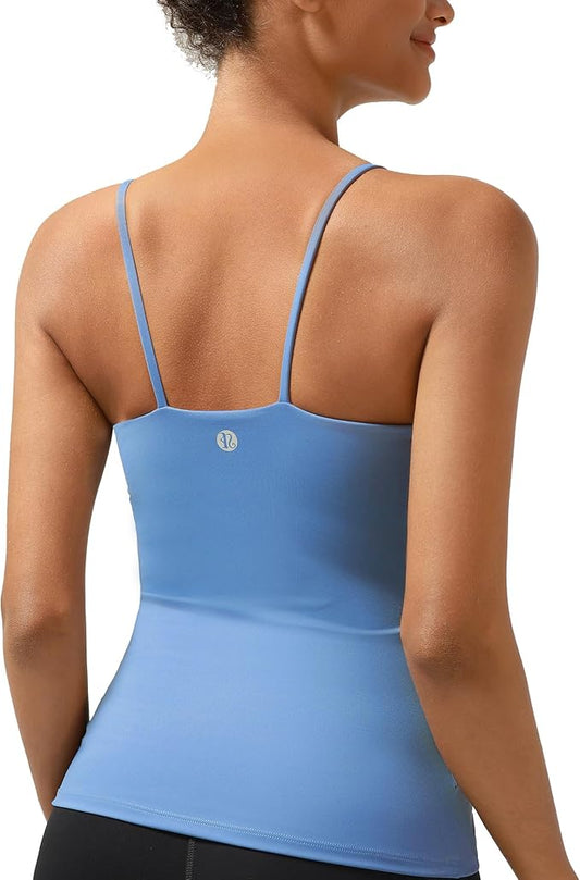RUNNING GIRL Workout Tank Tops with Built in Bras for Women,Compression Shirt Strappy Back Athletic Yoga Tops