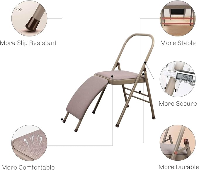 Yoga Auxiliary Chair with Detachable Lumbar Back Support Relieve Back Pain Chair Foldable Balance Handstand Training Tool