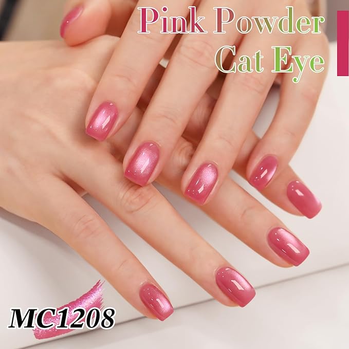 Double Rhythm 0.5 OZ Cat Eye Gel Polish with Magnet 15ML Holographic Glitter Shimmer Translucent Jelly Color Magnetic Nail Polish Salon DIY at Home (Peach Purple-MC1208)