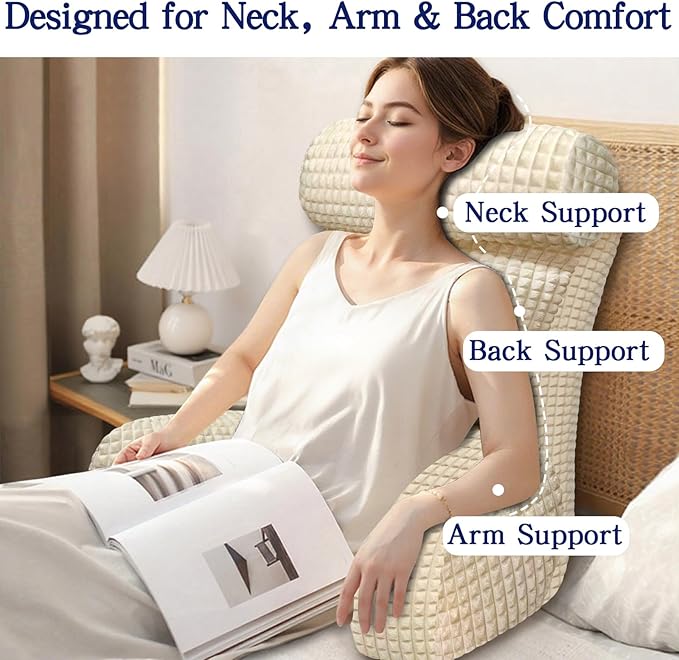 Back Pillow for Bed Sitting Up, Reading Pillow, Extra Large Arm Pillows for Adults for Back Support,Bed Pillow for Sitting up for Watching TV/Gaming/Relaxing