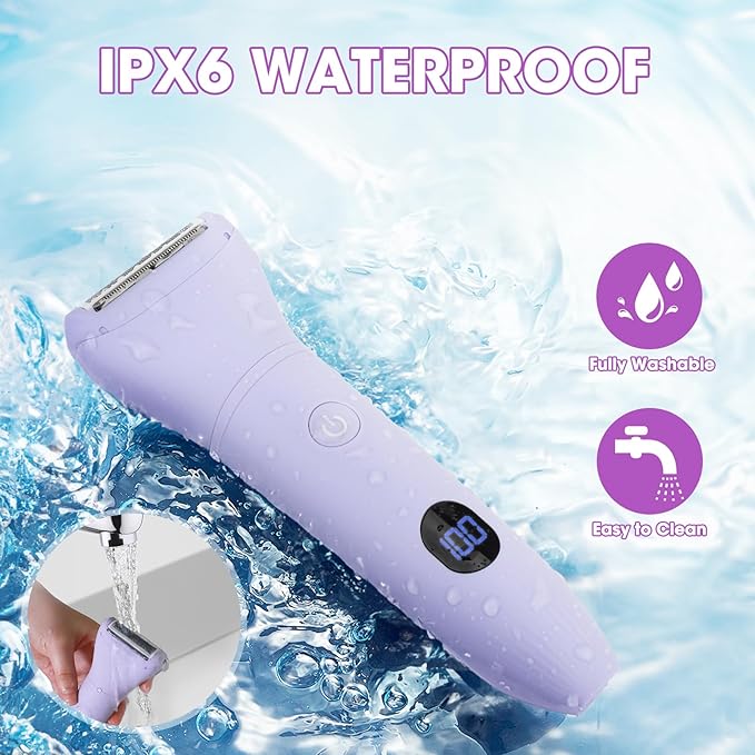 Bikini Trimmer Electric Razors for Women,3 in 1 Body Hair Removal Kit for Face,Pubic,Arm, Leg, Armpit, Bikini Trimmer,Painless IPX6 Waterproof Rechargeable Portable Lady Shavers Wet & Dry Gifts