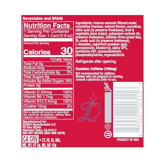 Neuro Sonic Superfruit Infusion, 12 Fl Oz Can (Pack of 12)