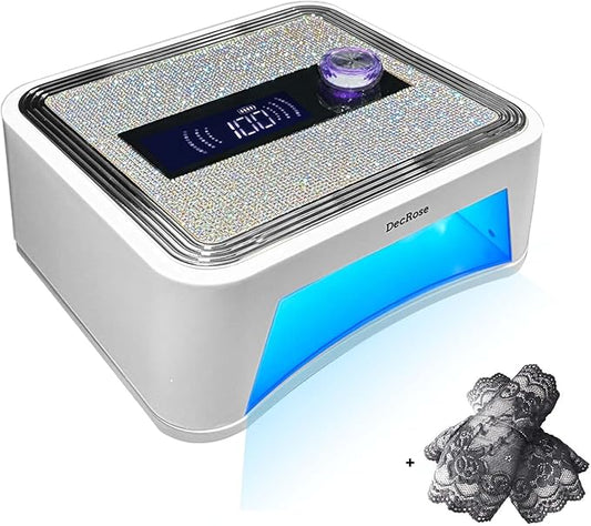 UV LED Nail Lamp Cordless, DecRose 120W Rechargeable UV Light for Gel Nails Portable Nail Dryer Light with Timer, Sparkling Rhinestones Diamond Curing Lamp,Gift for Nail Art Lovers & Professionals