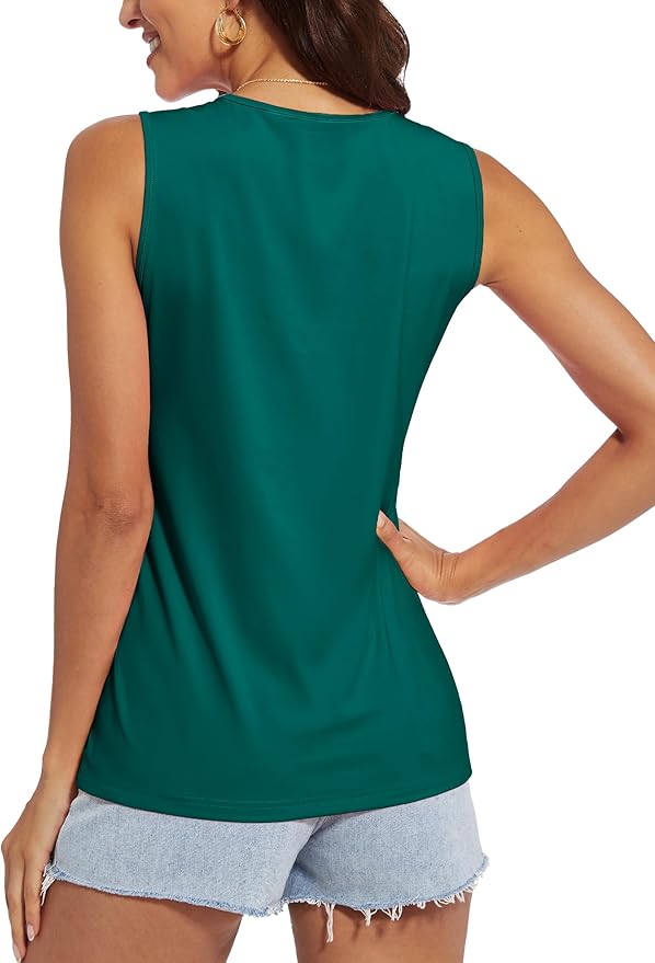 MAGCOMSEN Women's Workout Tank Top Athletic Muscle Sleeveless Crew Neck Shirt UPF 80+ Moisture Wicking Gym Running