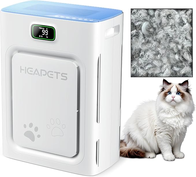 Pet Air Purifier for Home Large Room 2500 sq ft, H13 HEPA Washable Double-Sided Filter, Air Cleaner for Pet Hair Dander Odor Allergies Pollutant Smoke Dust, PM2.5 Air Quality Monitor, Auto Mode, Blue