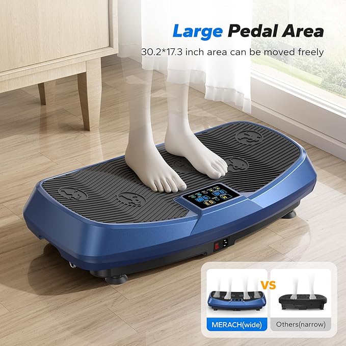 MERACH Vibration Plate Exercise Machine, 3D & 4D Vibration Plate for Lymphatic Drainage Weight Loss with 2 Tension Ropes, Whole Body Vibration Platform for Women Men, Exercise Equipment for Home