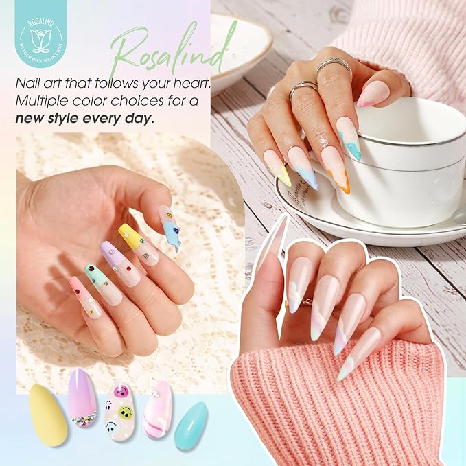ROSALIND Macaron Gel Nail Polish Set, 12 Colors White Yellow Green Gel Polish Light Pink Candy Colors Gels Polish Set Soak Off Pastel Spring Summer Gel Polish Kit for Nail Art Gift