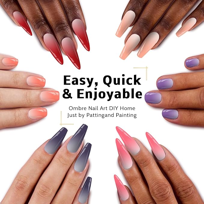 Sponge Pat Gel Nail Polish Palette, 12 Colors Blending Ombre Gel Polish Gradient Painting Nails Art, No Wipe, UV/LED Cured (12 Colors G)