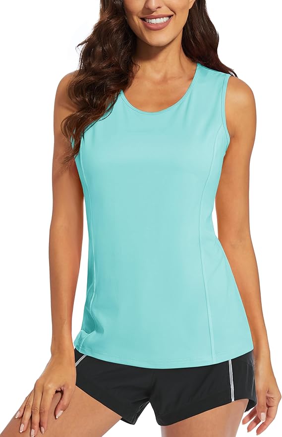 MAGCOMSEN Women's Sleeveless Workout Shirts UPF 80+ Dry Fit Running Wicking Tank Tops Athletic Gym Summer
