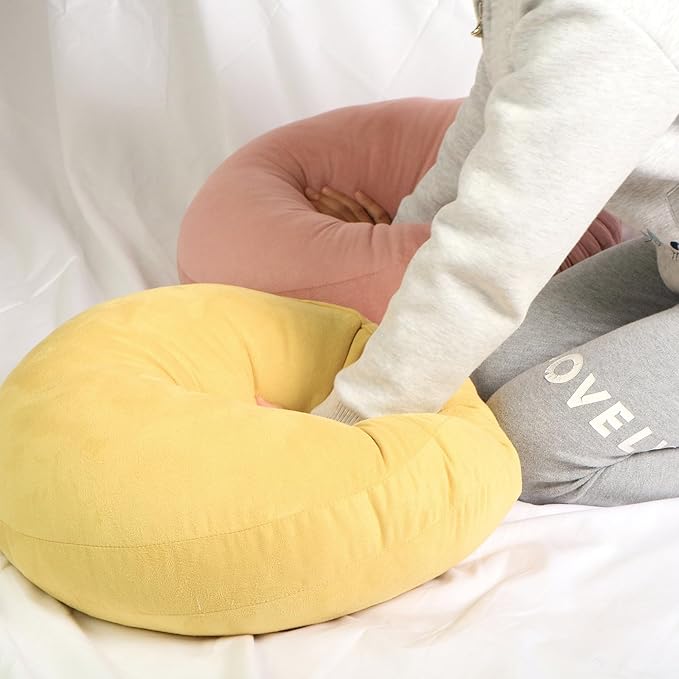 Round Throw Pillow 16x16 Down-like Polyester Filling Super Soft Cushion Ultra Fluffy Feather-like Touching Decor Circle Round Floor Pillow for Couch Bed, 1 Piece, Ginger Yellow