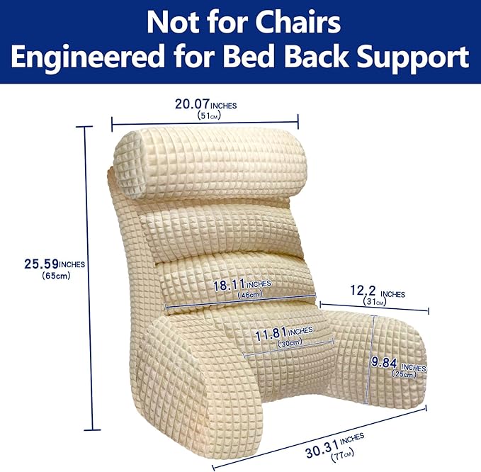 Back Pillow for Bed Sitting Up, Reading Pillow, Extra Large Arm Pillows for Adults for Back Support,Bed Pillow for Sitting up for Watching TV/Gaming/Relaxing