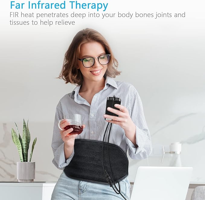 UTK Heating Pad for Back Pain Relief, Far Infrared Heating Pads with 20 Natural Jade Stones, Heating Fast, Hot Enough, Auto Shut Off, Smart Controller, 55'' Large Size Heat Pad for Back