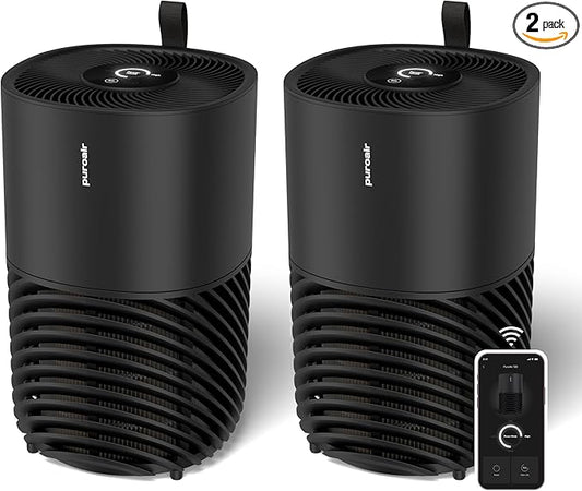 PuroAir 130i Smart Air Purifiers for Home Large Rooms - Covers Up To 600 Sq Ft - Filters Up To 99.9% of Pollutants, Smoke, Pollen, Dust - Quiet Air Filter - Air Purifiers for Bedroom (2 Pack)