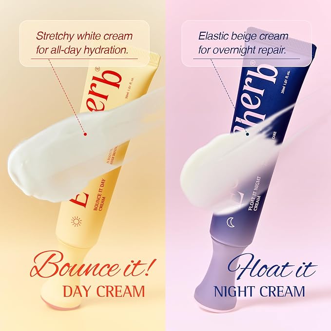 Day to Night Routine Program – 24H K Beauty Skincare Set with Bounce It Day Cream & Float It Night Cream – Vegan Korean Moisturizer Duo for Hydration, Firming & Wrinkle Care (1.01oz&1.o1oz)
