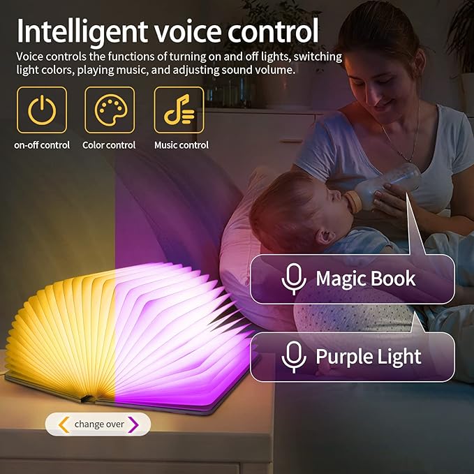 Novelty 3D Dragon Embossed Magic Book Lamp,Personalized Night Light,Sleep aid Machine,Sound Machine for Sleeping， Unique Gifts