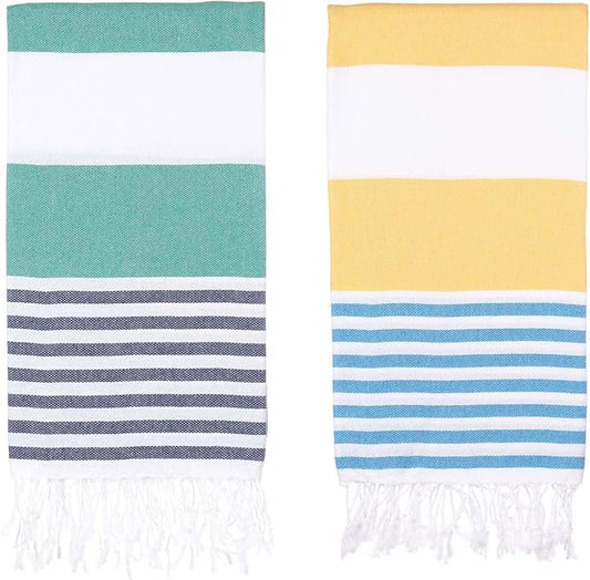 Oversized Turkish Beach Towel 38’’x71’’ - Set of 2 | 100% Turkish Cotton Lightweight Sand Free Quick Dry Pool Towels | Extra Large Bath Towels for Adults Beach Blanket Essentials