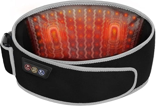 SHINE WELL Cordless Red Light Therapy Massage Belt with 3 Heat Levels and Vibrating, Lower Back Massager FSA HSA Eligible,Battery Powered Back Massager, for Dad