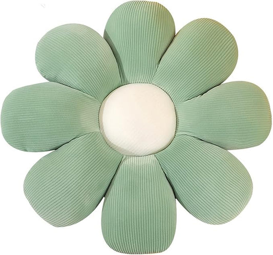 Flower Pillow, Flower Shaped Throw Pillow Floor Pillow Soft Seating Cushion Room Decor Plush Pillow for Bedroom, Sofa, Bed, Reading (15 inch, Green)