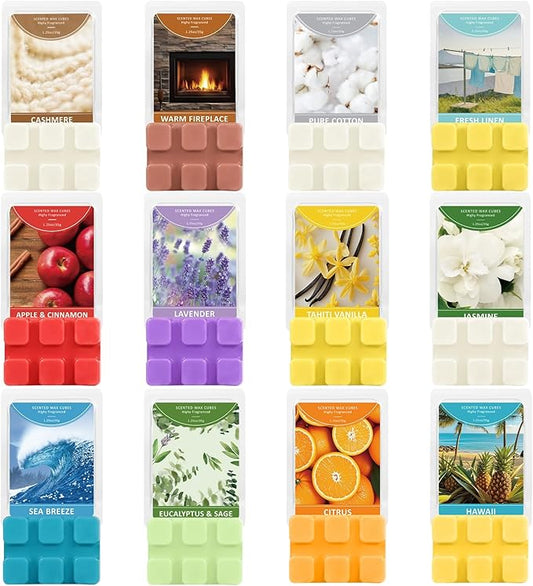 SCENTORINI Wax Melts, Wax Cubes Strong Scent, 12 Pack, Scented Wax Melts for Warmer, Home, Office, Relaxation