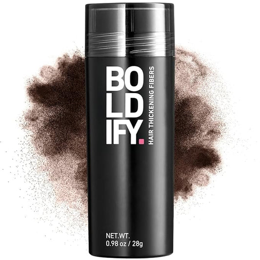 BOLDIFY Hair Fibers (28g) - Fill In Thinning and Fine Hair for an Instantly Fuller, Thicker Look - 14 Shades for Women & Men - Dark Brown