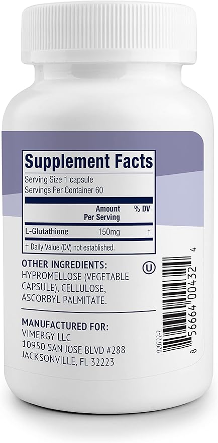 Vimergy Glutathione – Supports Liver Detox* – Superfood for Cellular Health & Antioxidant Support* – Kosher, Vegan & Gluten-Free – 60 Capsules