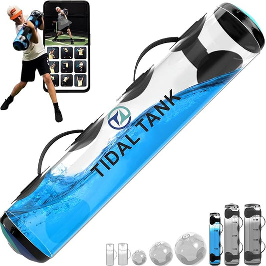 Tidal Tank Tube - The Original Aqua Bag - Water Weight Bag up to 79 lbs - Adjustable Workout Sand Bags Weights Alternative - Portable Sandbag Fitness Equipment Set, Home Exercise Gym - Including App