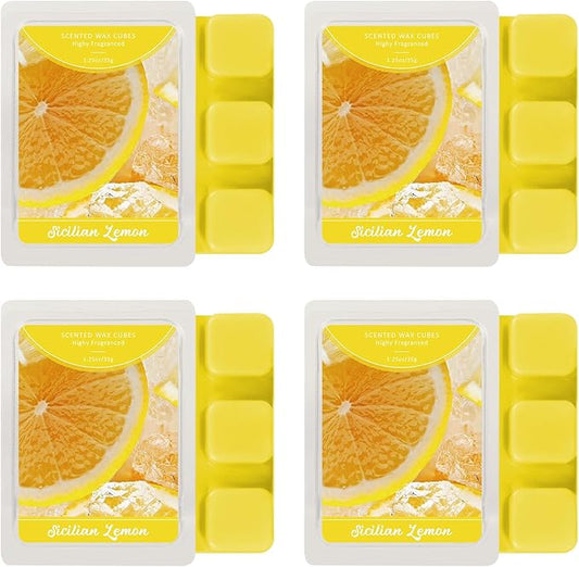 SCENTORINI Wax Melts, Sicilian Lemon, Natural Soy Wax Melts, 4-Pack, Long-Lasting Scented Wax Melts for Candle Making, Wax Warmer
