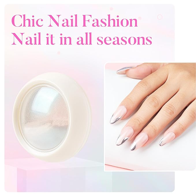 AIMEILI Pearl Nail Powder, Vegan, Cruelty Free, 12 Colors Chrome Aurora Metallic Holographic Mirror Effect Nail Art Pigment Iridescent Shell Glitter Nail Art