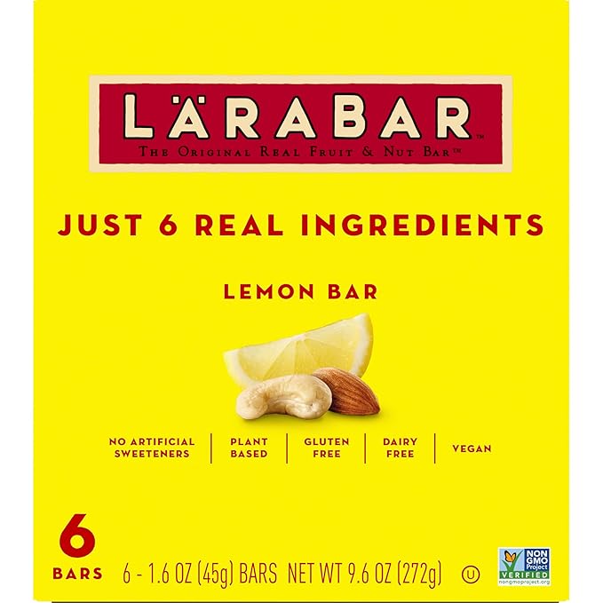 Larabar Lemon Bar, Gluten Free Vegan Fruit & Nut Bar, 1.6 oz Bars, 6 Ct