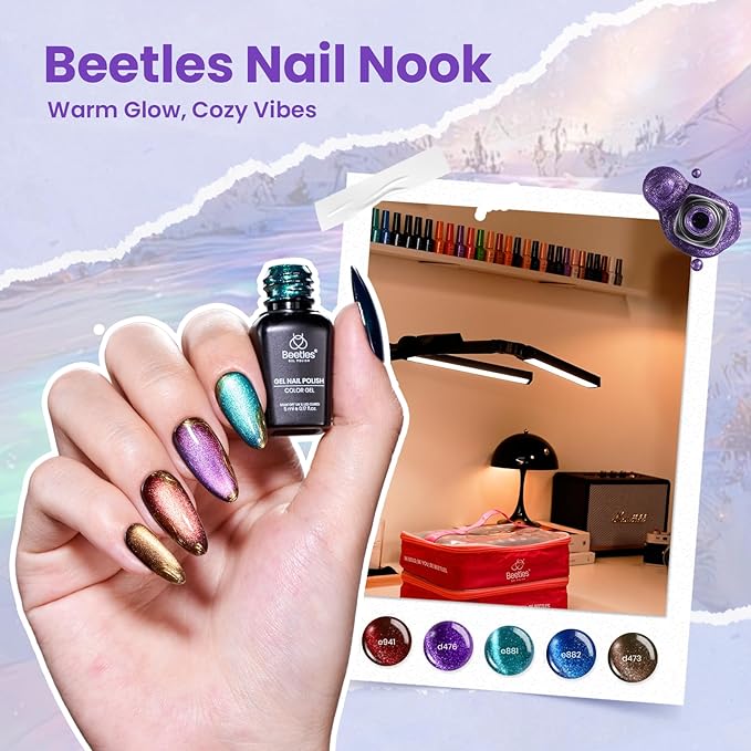 Beetles Nail Nook Gel Nail Polish Set - 119 PCS 100 Colors Gel Polish Kit Base Glossy Matte Glitter Top Coat Glitter Pearl Cat Eye White Red Pink Nude Uv Led Nails Gift for Women