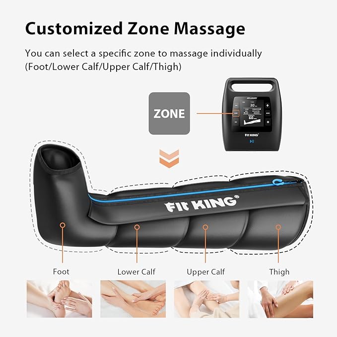 FIT KING Air Compression Recovery System, Cordless Full Leg Massager with Dynamic Pressure, Reduces Muscle Pain and Improves Circulation, Fast Recovery for Athletes (Medium)