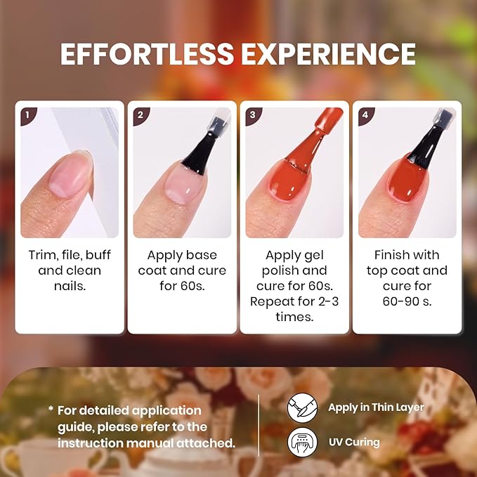 Beetles Winter Gel Polish Set - Toy Eden Gel Nail Polish Set 20 Colors Brown Orange Red Purple Glitter Shell Shread Green Nude Blue 24pcs with Base Top Coat UV LED Needed Gifts for Women