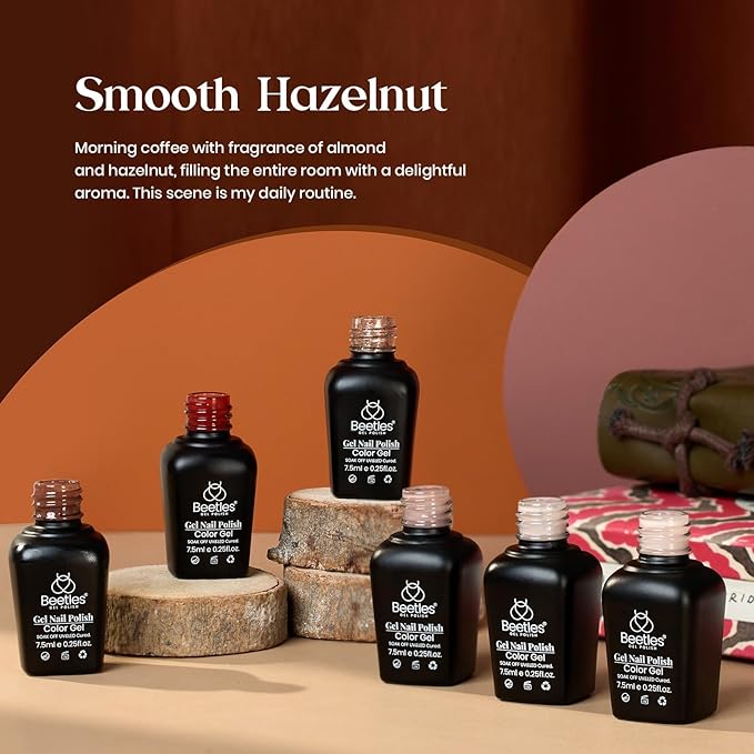 Beetles Brown Gel Nail Polish - 6 Colors Burgundy Brown Neutral Grey Plum Gel Polish Set, Soak Off UV LED Nail Colors for Winter Manicure Gift for Women