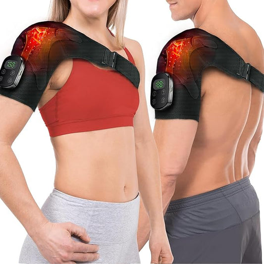 Cordless Heating Vibration Massage Shoulder Heating Pad Shoulder Massager for Pain Relief Deep Tissue Soothing Arthritis Blood Circulation Muscle Relax